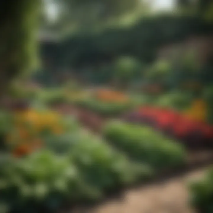 Colorful vegetable patch with diverse crops