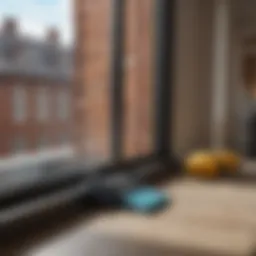 Streak-free window cleaning tools laid out neatly