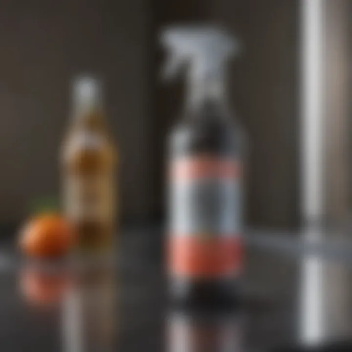 Bottle of vinegar next to stainless steel cleaner