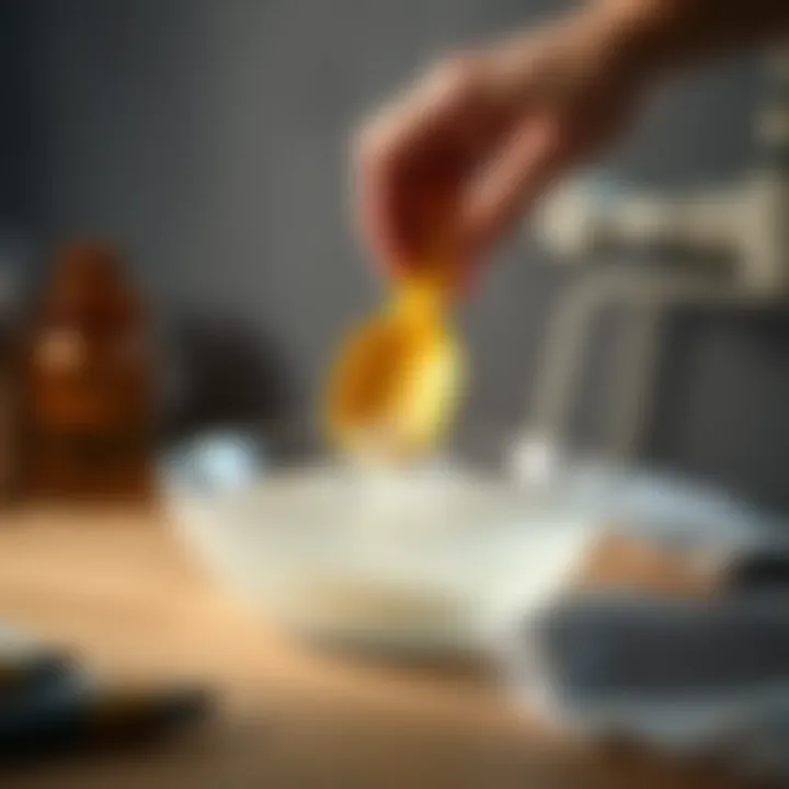 Vinegar and Water Mixture for Cleaning Mixing vinegar with water in a bowl