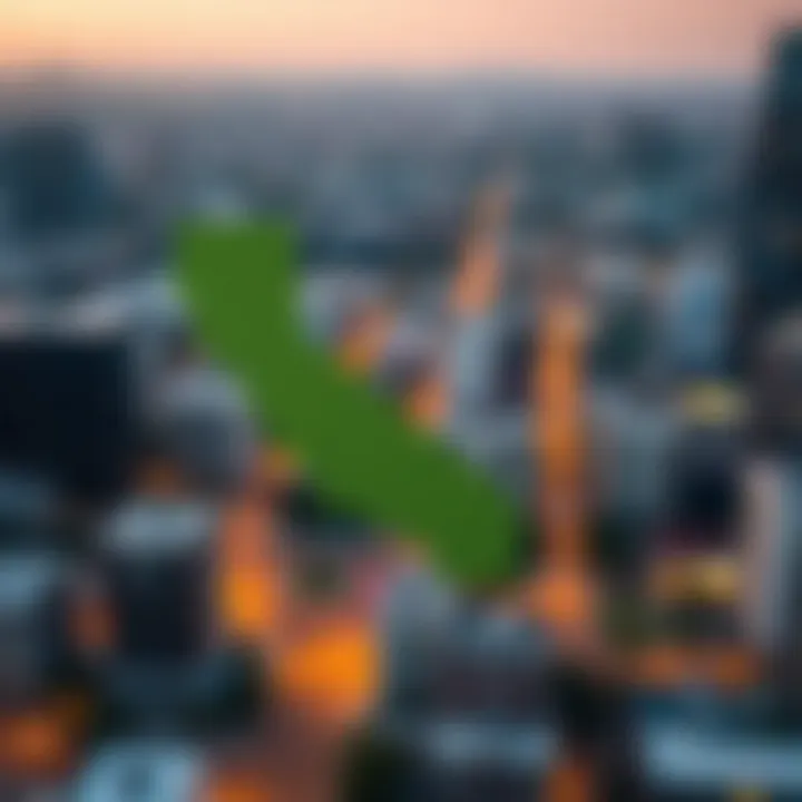 Map highlighting urban versus suburban areas in California