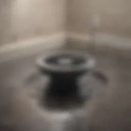 Illustration of a clogged shower drain with water pooling