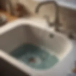 Clogged sink showing stagnant water