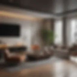 Stylish modern apartment interior showcasing luxury amenities