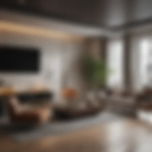 Stylish modern apartment interior showcasing luxury amenities