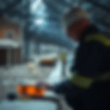 Inspector examining a property's foundation