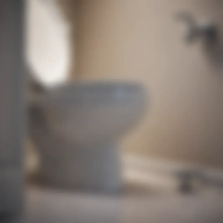 Close-up of a toilet bowl being inspected for blockages