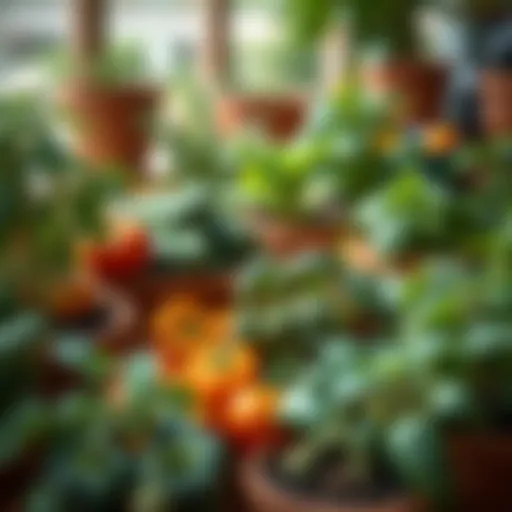 A Vibrant Array of Pot-Grown Vegetables Vibrant array of pot-grown vegetables