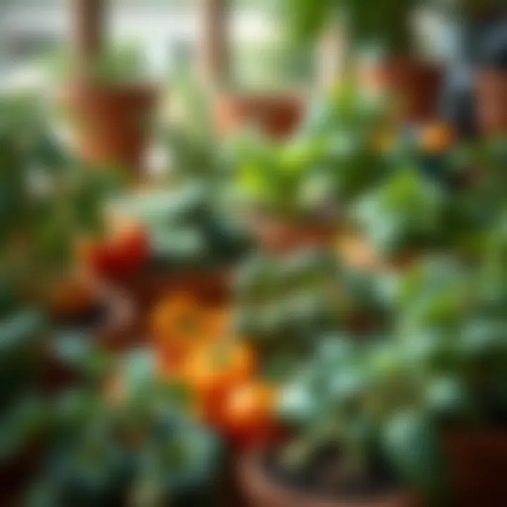 A Vibrant Array of Pot-Grown Vegetables Vibrant array of pot-grown vegetables