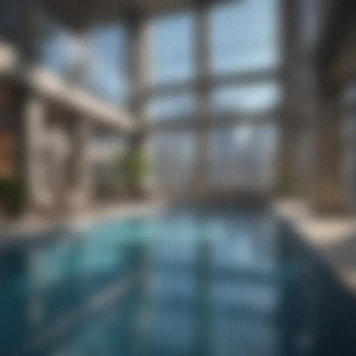 Amenities offered in World Trade Center residences, including pool and fitness center.