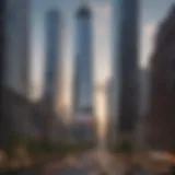A panoramic view of the World Trade Center complex showcasing modern architecture.